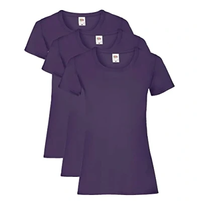 Image of FRUIT OF THE LOOM Women&#039;s Valueweight Short Sleeve T Shirt, Purple, S UK