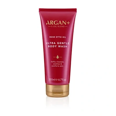 Image of Argan+ Ultra Gentle Body Wash, Rose Otto Oil Vegan Shower Gel, 200ml