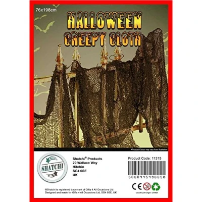 Image of SHATCHI 10Pcs Halloween Cloth Décor Creepy Decoration Party Door Window Table Cover Spooky, Black