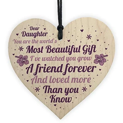 Image of RED OCEAN Daughter Gifts For Christmas Birthday Handmade Wooden Heart Poem Keepsake Gift From Mum Dad