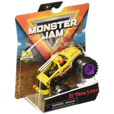 Image of Monster Jam 2021 Spin Master 1:64 Diecast Truck with Wheelie Bar: Arena Favorites El Toro Loco Yellow