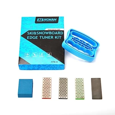 Image of XCMAN Alpine Ski Freeride Snowboard Edge Bevel Tuning Kit Care Side Angle Tool +3 diamonds File+Gummy stone