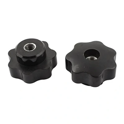 Image of Sourcingmap M8 1.25mm Pitch Female Thread Through Hole Star Head Screw Clamping Knob Grip Black 2pcs