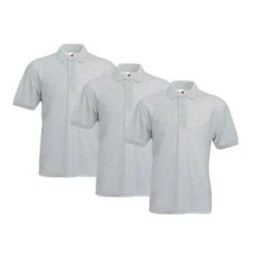 Image of Fruit of the Loom Men&#039;s 63 402 0 Polo Shirt, Grey (Heather 94), 4XL (Pack 3)