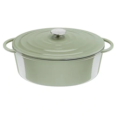 Image of Tefal LOV Casserole Dish 34cm Non Stick Induction Cast Iron 7.2L with Lid Lichen Green E2580604