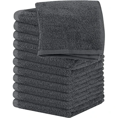 Image of Utopia Towels Cotton Washcloths Set 100% Ring Spun Cotton, Premium Quality Flannel Face Cloths, Highly Absorbent and Soft Feel Fingertip (12 Pack, Grey)