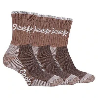 Image of Jeep Terrain 3 Pack Womens Athletic Outdoor Socks for Women Cushioned Breathable Anti Blister Performance Women(4 8, Beige)