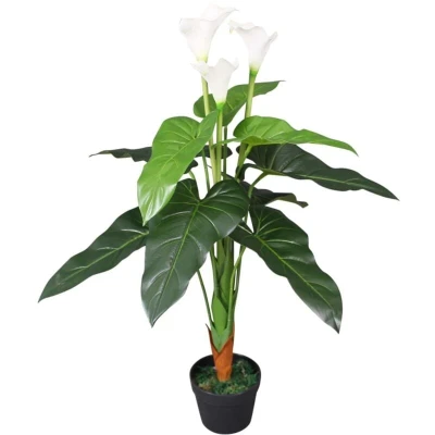 Image of vidaXL Artificial Calla Lily Plant with Pot 85 cm White