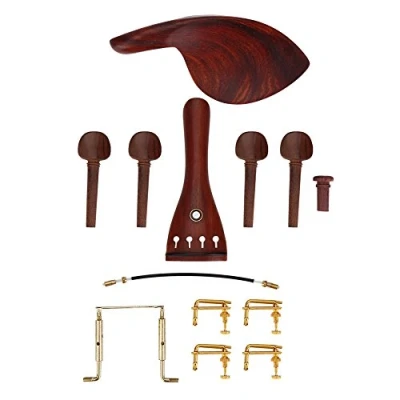 Image of 1Set Rosewood Violin Parts 4/4 Fittings Chinrest Pegs Tailpiece Tunners Endpin