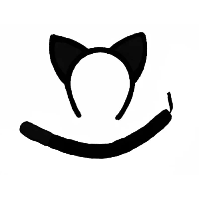 Image of jokeshop Black Cat Set (Ears &amp; Tail) Fancy Dress Halloween World Book Day Adults Plush Animal Headband Accessory