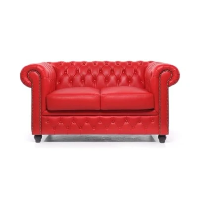 Image of Chesterfield Brighton The Brand Sofa 2 Seater 100% Leather Handmade Original Width 150 cm (Red)