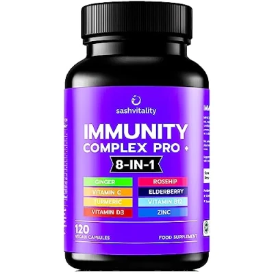 Image of Immune Booster System Support Supplement with Vitamin D3 120 Capsules Zinc, Elderberry, Iron, B12, C, Turmeric, Selenium, Garlic, Probiotics &amp; More Vegan Multivitamin Complex