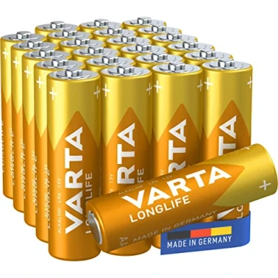 Image of VARTA Longlife AA Mignon LR06 Alkaline Batteries (24 pack) Made in Germany ideal for remote controls, radios, alarm clocks and