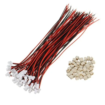 Image of TuToy 100Pcs Mini Micro Jst 1.0Mm Sh 2 Pin Connector Plug With Wires Cables 150Mm