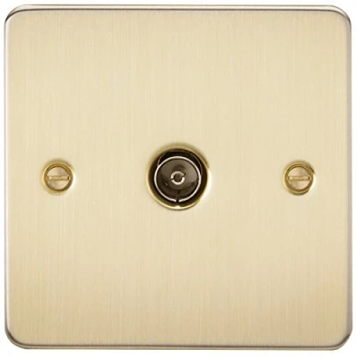 Image of KnightsBridge Flat Plate 1G TV Outlet (non isolated) Brushed Brass