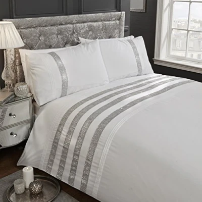 Image of Rapport Home White Embroidered Single Bedding Quilt Cover Set Carly 2pc Duvet