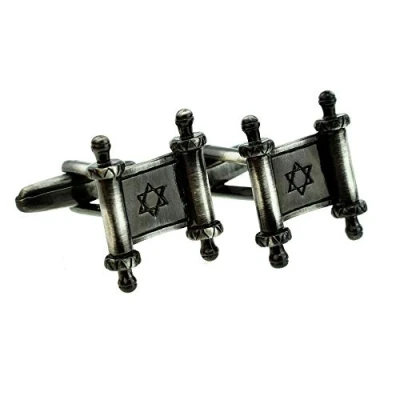 Image of Antique Finish Torah Scroll Cufflinks Presented in a Box