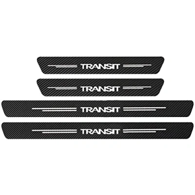Image of EAGLEG 4pcs Door Sills Scuff Plate Sticker for Fo rd Fiesta Focus Etc Multi Model Series, Carbon Fiber Car Sill Protector Film Welcome Pedal Guards Strip Styling Accessories, TRANSIT