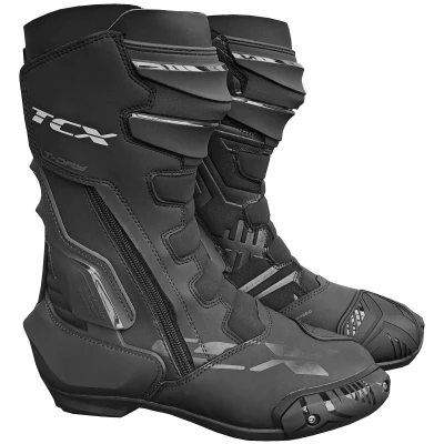 Image of TCX S TR1 Waterproof, Men&#039;s Motorcycle Boot, Sporty, Certified and with T DRY Integration, Microfiber Upper, Side Elastic Zipper Velcro Closure, Black