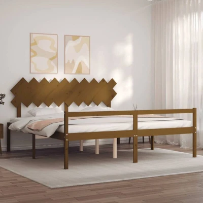Image of vidaXL Senior Bed without Mattress Honey Brown 200x200 cm Solid Wood