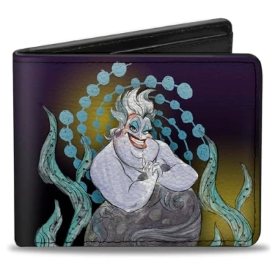 Image of Buckle down Men&#039;s Bifold Wallet Little Mermaid Ursula, 4.0&quot; x 3.5&quot;, Ursula