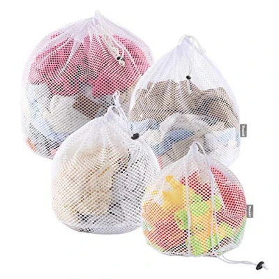Image of Yoassi Mesh Laundry Washing Bags, 4 Set Thicker Net Wash Bags for Machine, Delicates with Drawstring Underwear, Sock, Bra, Travel