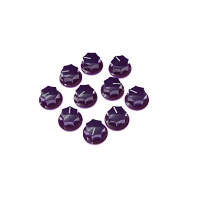 Image of KAISH Pack of 10 Purple Mini MXR Style Skirted AMP Knob Brass Insert Effect Pedal Knobs