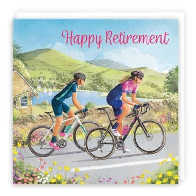 Image of Hunts England Cycling Fun Retirement Card For Her Milo&#039;s Gallery Female Cyclist Retiring Bike Fans, Women, Mum, Friend