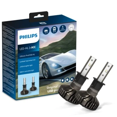 Image of Philips Ultinon Pro9100 LED car headlight bulb (H3), +350%, 5.800K, set of 2