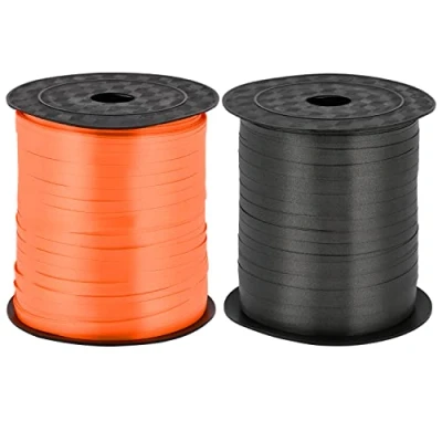 Image of NAUZE 2 Rolls 500 Yards Curling Ribbons Halloween Black Orange Balloon Ribbon for Gift Wrapping Party Decoration (Black, Orange)