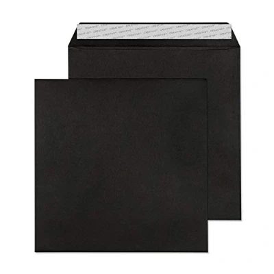 Image of Blake Creative Colour 160 x mm 120 gsm Square Peel &amp; Seal Envelopes (614) Jet Black Pack of 500