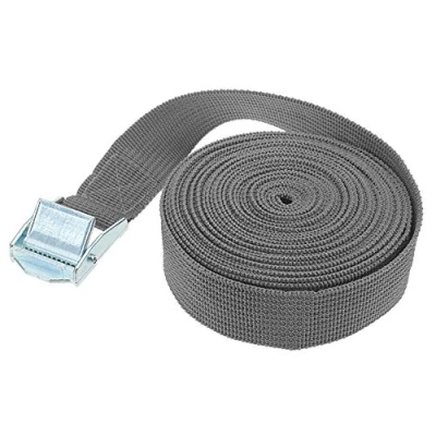 Image of 25mm*6m Ratchet Tie Down Straps, Heavy Duty Lashing Straps Adjustable Cam Buckle Tensioning Belts for Mounting on Bicycle Carriers Car Luggage Cargo Trailer Grey