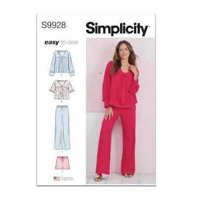 Image of SIMPLICITY Sewing Pattern SS9928A Misses&#039; Lounge Tops, Trousers and Shorts A (XS S M L XL XXL)