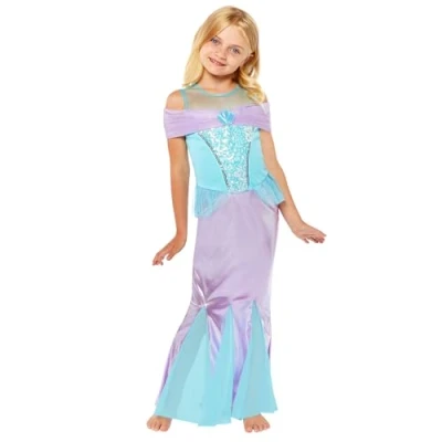 Image of Amscan 9918382 Girls Holographic Magical Mermaid Kids Fancy Dress Costume Age: 10 12 Yrs
