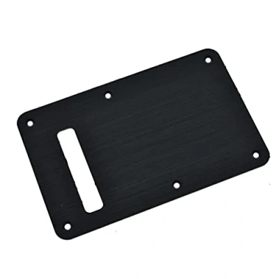 Image of KAISH 6 Hole Metal Aluminum Anodized Modern Style ST/Strat Back Plate Tremolo Trem Cavity Cover for USA/Mexico Stratocaster/Strat Black
