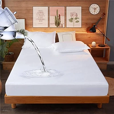 Image of Waterproof Single Mattress Protector Bed Fitted Cover for Wetting Soft Washable Breathable Sheet 30cm Deep 90x200cm