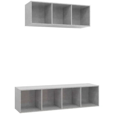 Image of vidaXL 2 Piece TV Cabinet Set Concrete Grey Engineered Wood