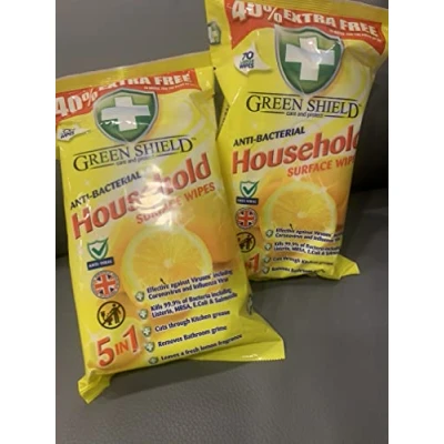 Image of GREENSHIELD ANTIBAC Household Surface Wipes Packs of 70 Each Pack contains (3 Packs)
