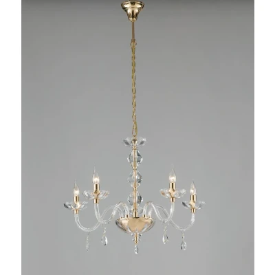 Image of RIFLESSO 5 Light Chandeliers Gold, Crystal 70x53cm