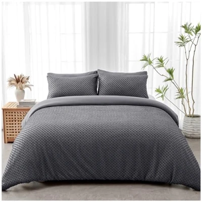 Image of GC GAVENO CAVAILIA Microfiber Duvet Cover With Pillowcases King Size Bedding Sets Machine Washable Quilt Bed Charcoal