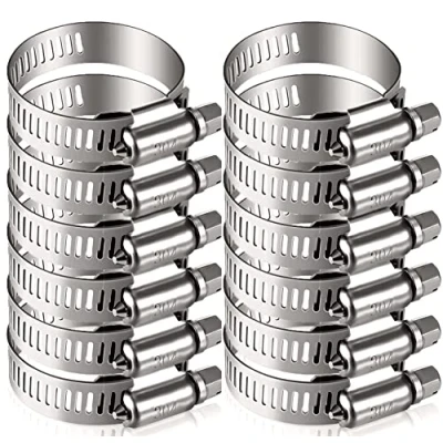 Image of Litensh Stainless Steel Hose Clips, Worm Gear Clamps Pipe Clamp, Duct Clamp Fuel Line for Plumbing Automotive Pool Car Pond and Garden (35 57MM, 12PCS)