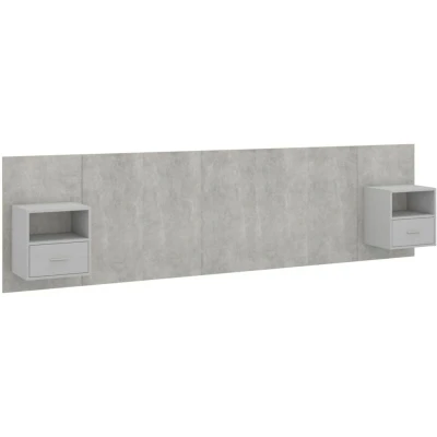 Image of vidaXL Bed Headboard with Cabinets Concrete Grey Engineered Wood