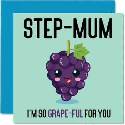 Image of Thank You Cards for Step Mum Grape Ful Funny Happy Birthday Card from Son Daughter, Mothers Day Mother, 145mm x Joke Greeting Women Her
