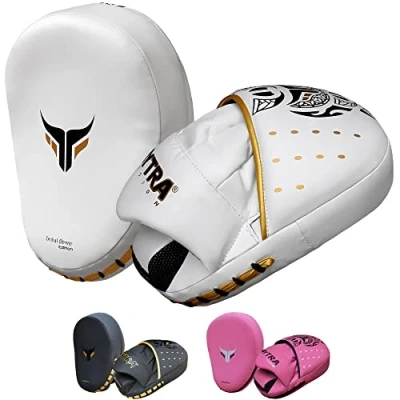 Image of Mytra Fusion Boxing pads Focus Hand Target kickboxing MMA Muay Thai Training martial arts (White)