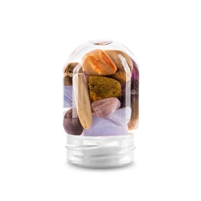 Image of VitaJuwel GemPod Five Elements Crystal Insert for Bottles &amp; Carafes with Amethyst, Chalcedony, Petrified Wood, Rose Quartz Agate Reflection, Growth Foundation
