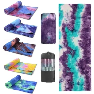 Image of Oaygat Yoga Mat Towel 24&quot; x72&quot; Non Slip Hot with Grip Dots Quick Dry Blanket Sweat Absorbent Cloth Microfiber Mesh Carry Bag Ideal for Pilates Bikram Gym
