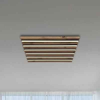 Image of Globo Hayden LED ceiling lamp, length 45 cm, black/dark wood