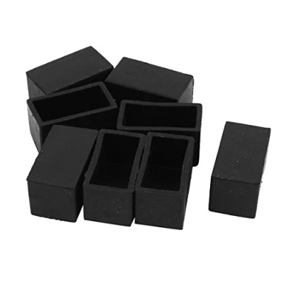 Image of sourcing map Plastic Rectangle Shaped Furniture Table Chair Leg Foot Cover Cap 40mm x 20mm 8pcs Black