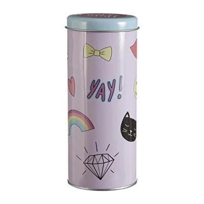 Image of Premier Housewares Pink Canisters for Kitchen Colored Tin Tea Coffee Sugar Storage Containers with Lid 8 x 18