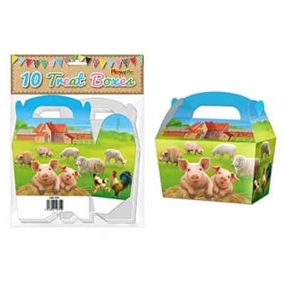 Image of 10 Farm Animals Card Party Food or Treat Box